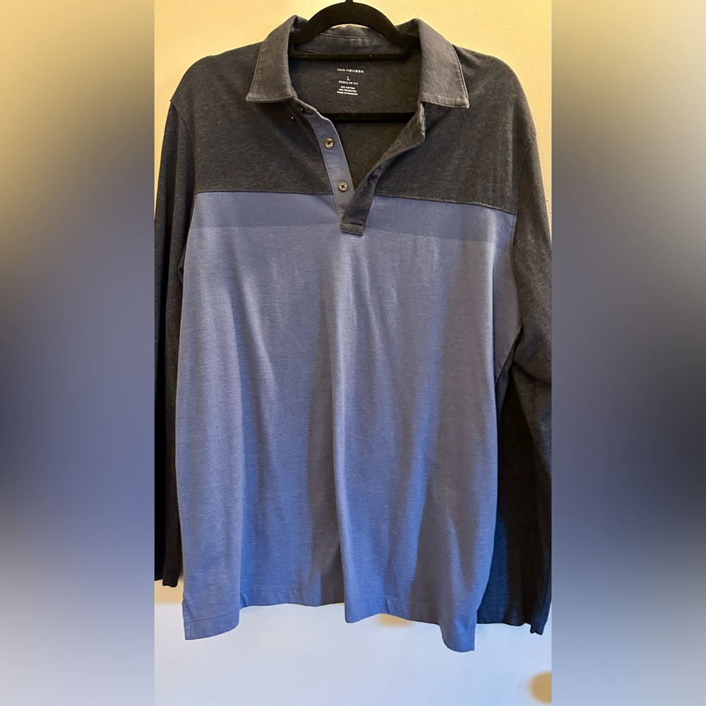 Van Heusen men's long-sleeve colorblock polo shirt